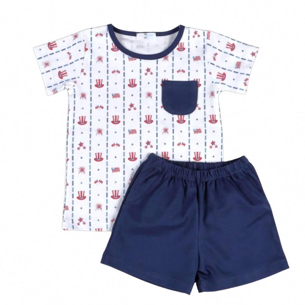 NEW BABY LOREN kid's celebrate shorts set in blue